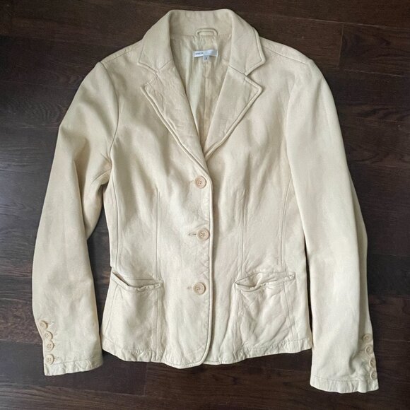Vince Buttermilk Yellow Leather Blazer Jacket -Size 6 - Picture 11 of 11
